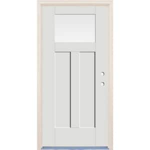 36 in. x 80 in. Left Hand 1-Lite Alpine Painted Fiberglass Prehung Front Door with 6-9/16 in. Frame and Nickel Hinges
