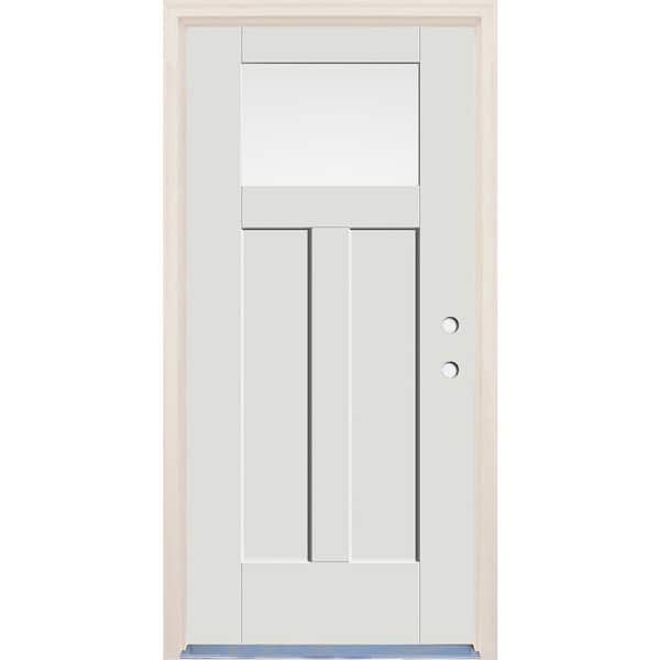 Builders Choice 36 in. x 80 in. Left Hand 1-Lite Alpine Painted Fiberglass Prehung Front Door with 6-9/16 in. Frame and Nickel Hinges