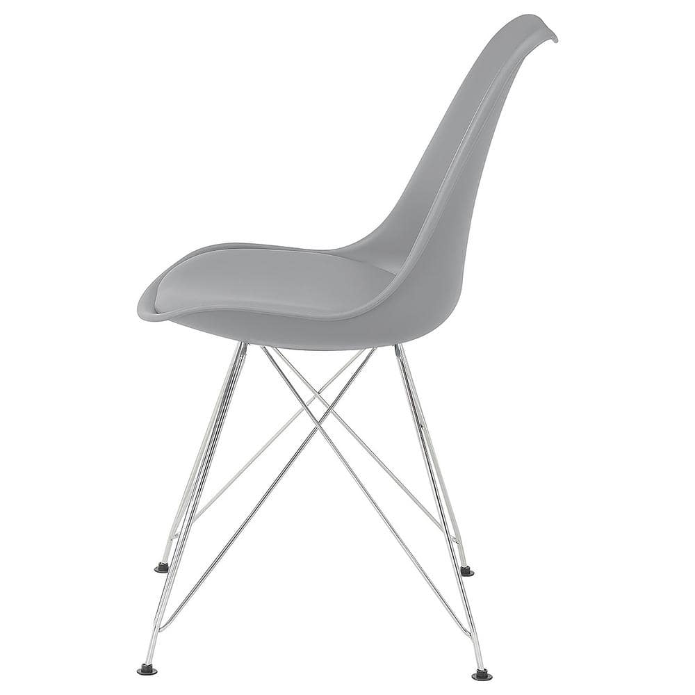 Gray Faux Leather Upholstered Side Chair with Chrome Legs