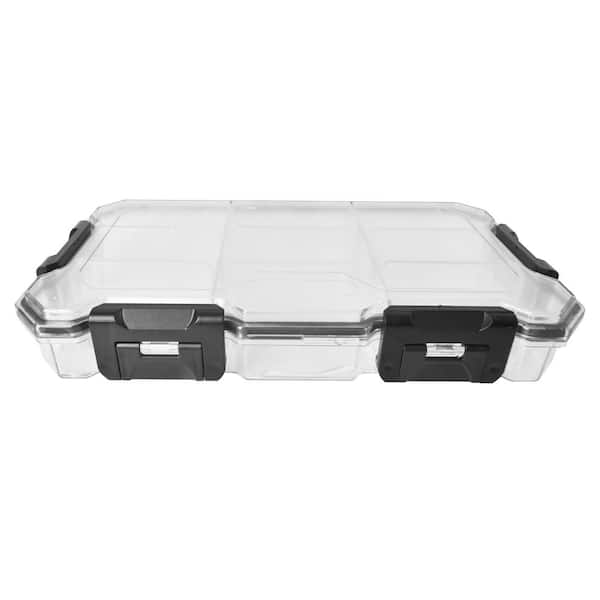 Husky 12 in. 9-Compartment Waterproof Storage Bin Small Parts
