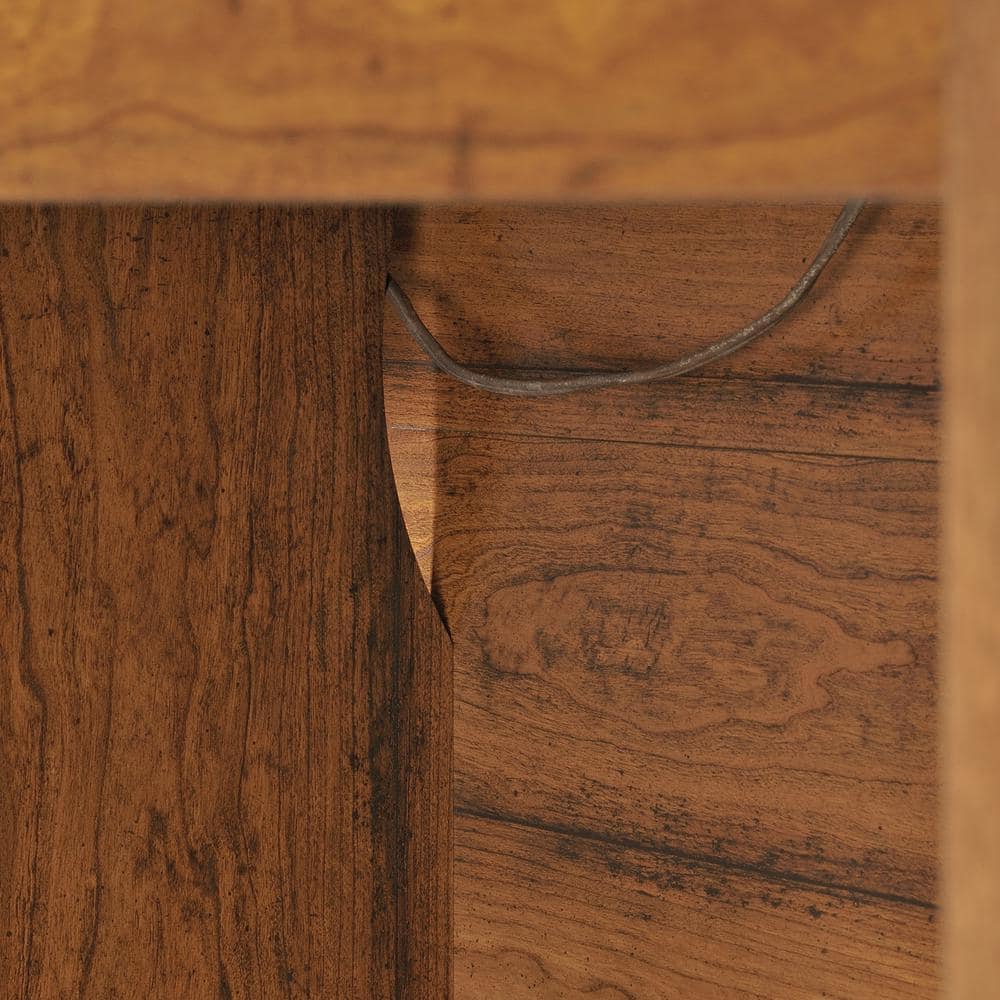 Rustic Washington Cherry Executive Workstation with Filing Cabinet