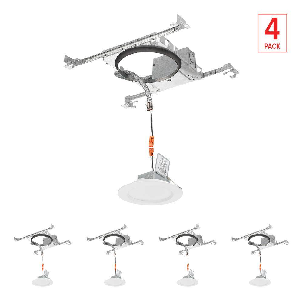 6 in. Selectable 5CCT Integrated LED White Canless Ultra-Thin Light Kit w/ New Construction Mounting Frame, (4-Pack) price history on PriceWatchPro
