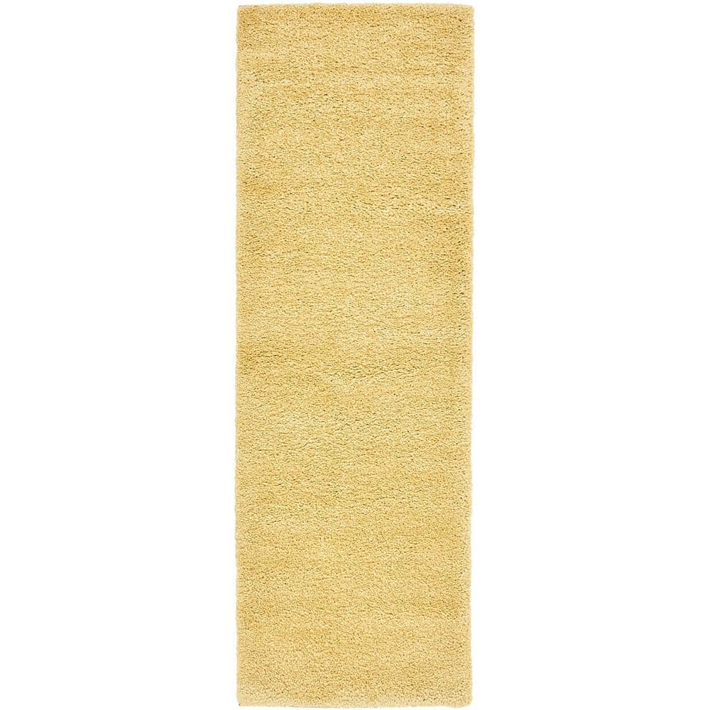 Yellow Shag Synthetic Indoor Runner Rug
