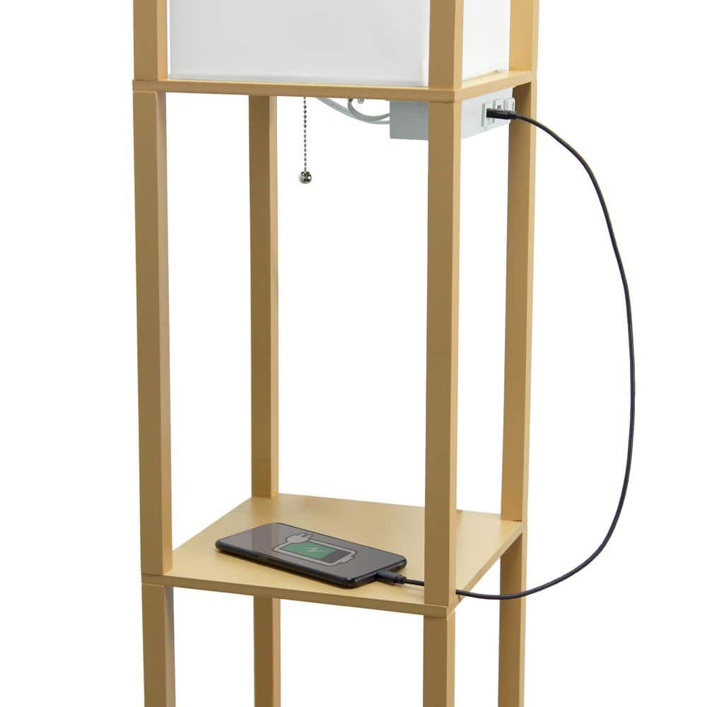 Classix 62.5" Tan and White 3-Tier Shelf Floor Lamp