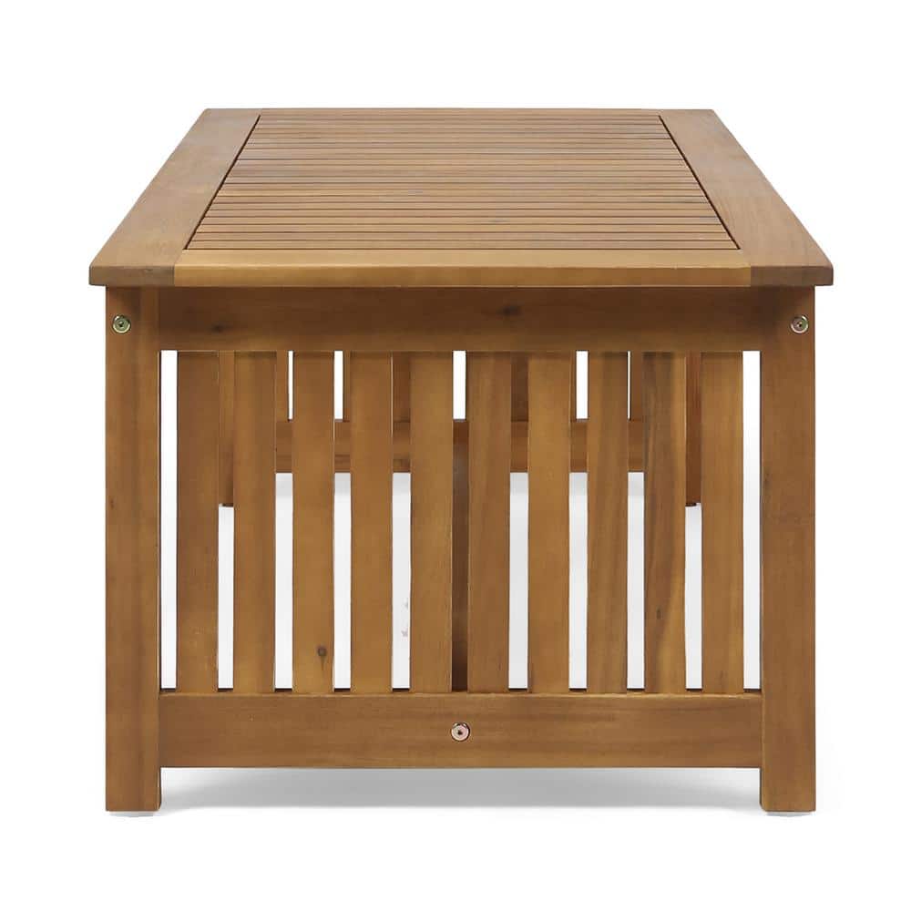 Brown Patina Acacia Wood Outdoor Slat Coffee Table