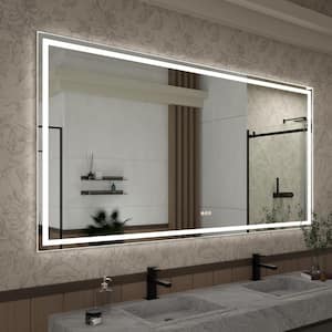 72 in. W x 36 in. H Rectangular Frameless LED Wall Bathroom Vanity Mirror