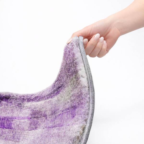 Dream Shag Premium Machine Washable Abstract ADS537 Purple 2 ft. x 7 ft. Runner Rug