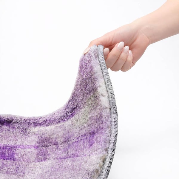 Dream Shag Premium Machine Washable Abstract ADS537 Purple 8 ft. x 8 ft. Round Rug