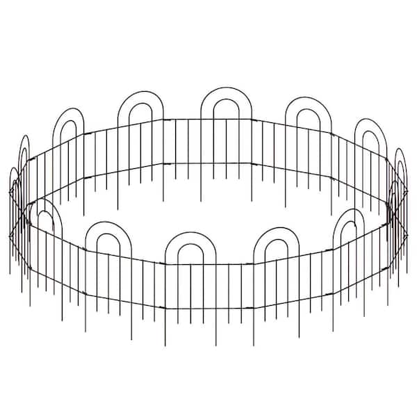 Tunearary 24 in. Outdoor DIY Modular Galvanized Rust-Proof Wire Garden Fence Panel Trellis, Black (14-Pack)