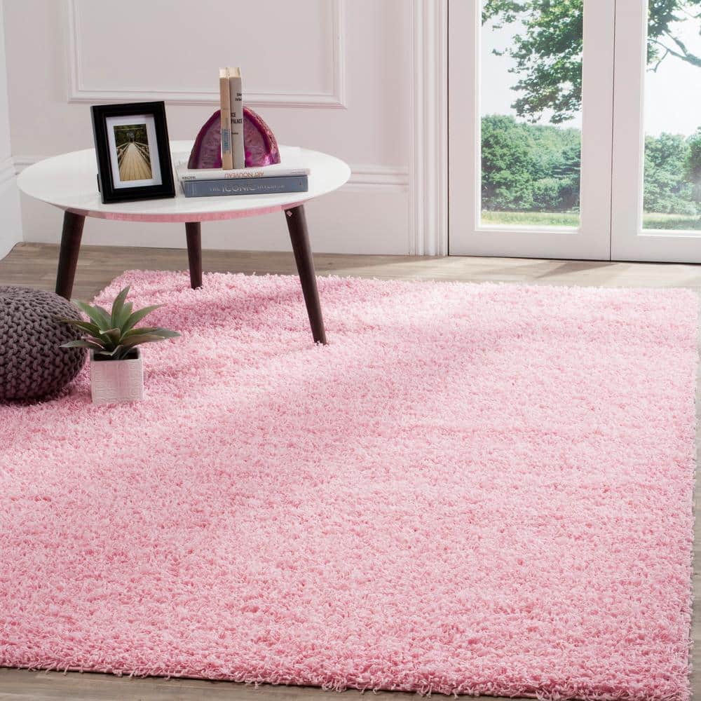 Plush Euro-Style Pink Shag Area Rug 8' x 10'
