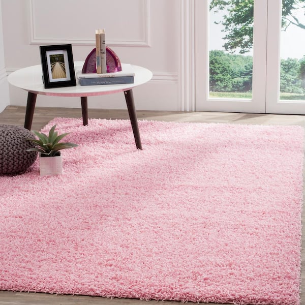 Athens Shag Pink 9 ft. x 12 ft. Solid Area Rug