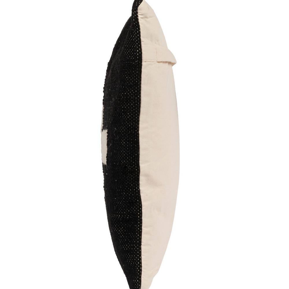 Black and Cream Wool Blend Swiss Cross Pillow