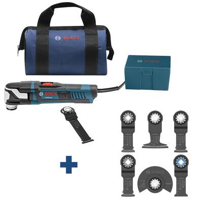 StarlockMax 5.5A Corded Variable Speed Oscillating Kit with Bag(4Piece)+Starlock Oscillating MultiTool Blade Set(6Piece)