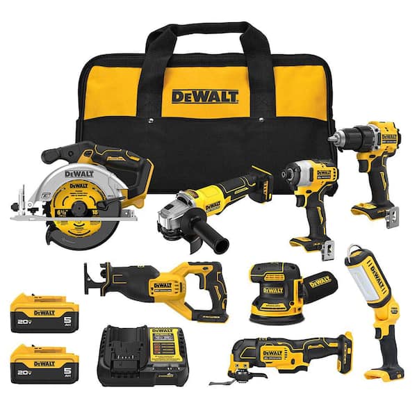 20V Lithium-Ion Cordless 8-Tool Combo Kit with (2) 5.0 Ah Batteries and Charger