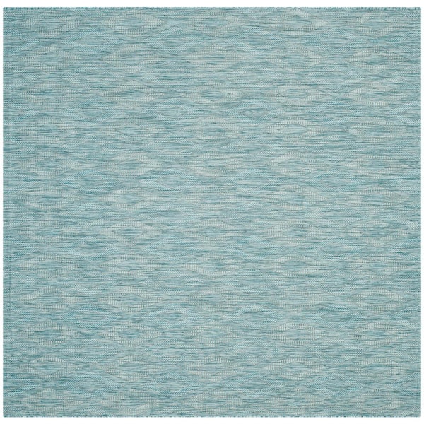 SAFAVIEH Courtyard Aqua/Aqua 9 ft. x 9 ft. Solid Color Diamond Indoor/Outdoor Square Area Rug