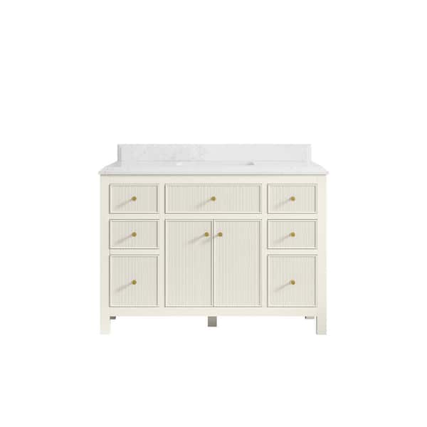 Willow Collections Sonoma 48 in. Single Sink Freestanding Alabaster Bath Vanity with Empira White Quartz Top Unassembled