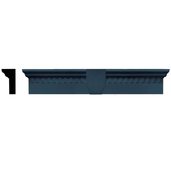 Builders Edge 2-5/8 in. x 6 in. x 33-5/8 in. Composite Classic Dentil Window Header with Keystone in 036 Classic Blue