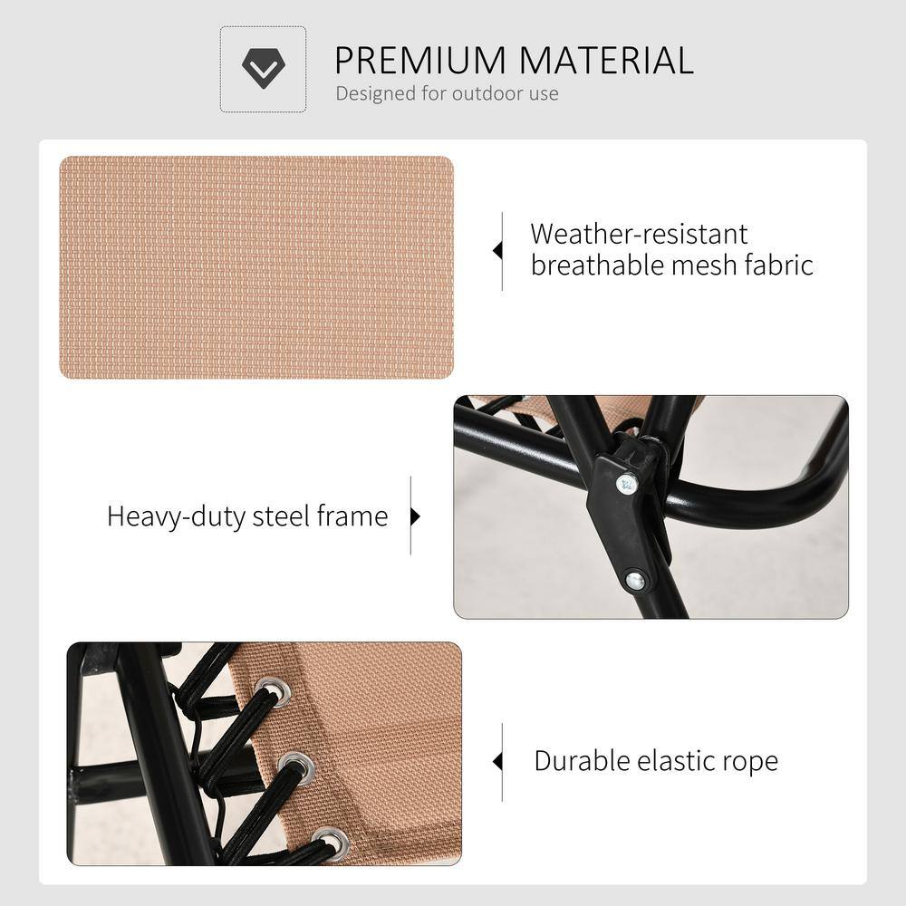 Beige Zero Gravity Folding Outdoor Chair with Arms