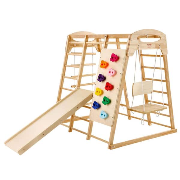 SKYSHALO 7-in-1 Indoor Jungle Gym Toddler Playground with Slide