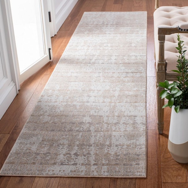 Webster 3 ft. x 10 ft. Beige/Gray Distressed Ornate Zig-Zag Runner Rug