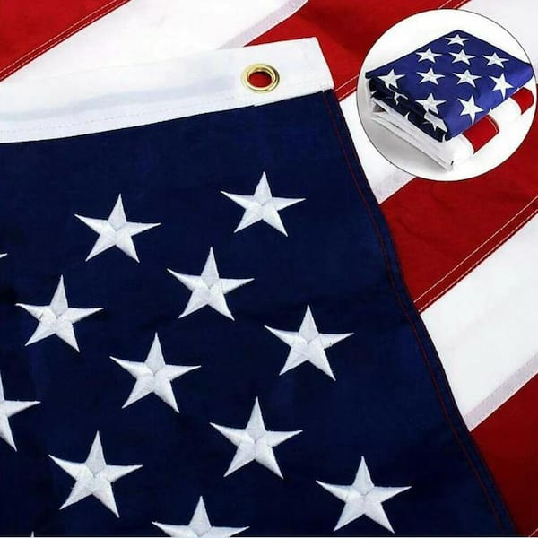 Afoxsos 6 ft. x 4 ft. American Flag Outdoor Heavy-Duty Embroidered Stars USA  Flag Sewn Stripes Fade Resistance Brass Grommets HDDB510-4X6 - The Home  Depot