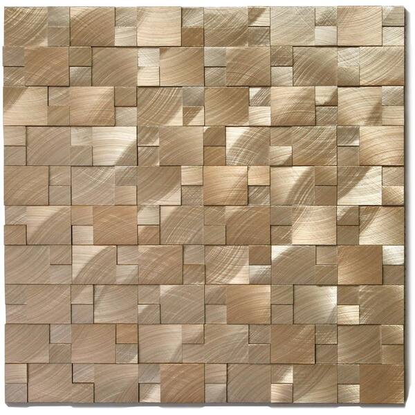 Solistone Aluminum Gear 10-3/4 in. x 11-7/8 in. x 9.5 mm Gold Metal Mosaic Wall Tile (8.87 sq. ft. / case)