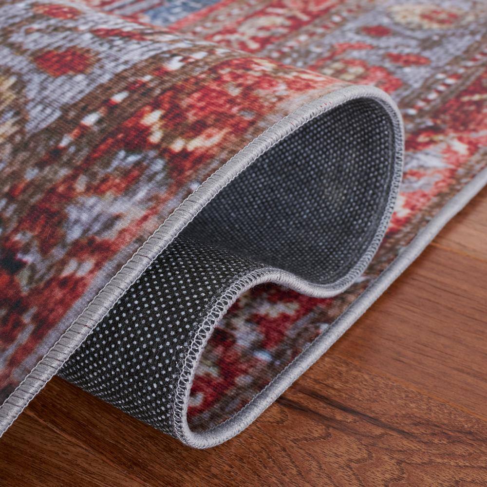 Tucson Blue and Rust Square Machine Washable Area Rug
