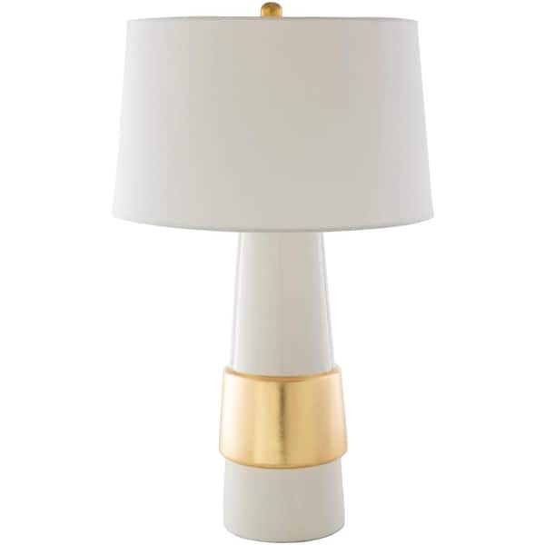 Artistic Weavers Stanway 28.75 in. White/Gold Indoor Table Lamp with White Barrel Shaped Shade