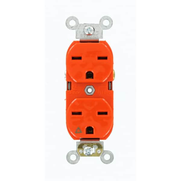 15 Amp 250 V NEMA 6-15R Isolated Ground Duplex Outlet/Receptacle, Orange (1-Pack) 5662-IG