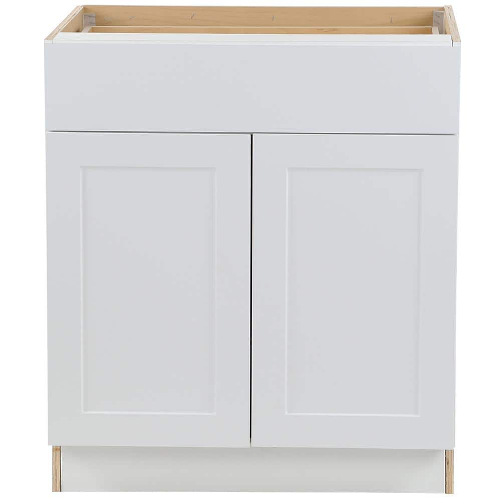 Hampton Bay Cambridge White Shaker Assembled Base Kitchen Cabinet with Soft Close Full (30 in. W x 24.5 in. D x 34.5 in. H) -  CM3035B-WH
