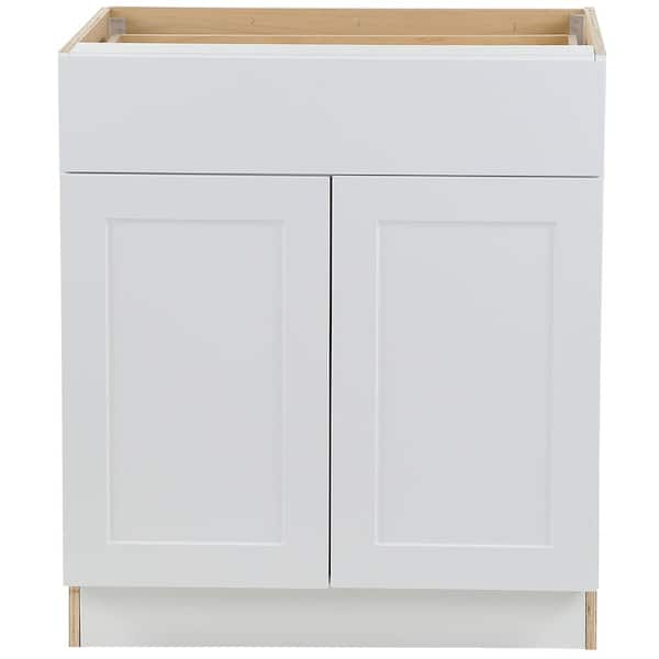 Hampton Bay Cambridge White Shaker Assembled Base Kitchen Cabinet with Soft Close Full (30 in. W x 24.5 in. D x 34.5 in. H)