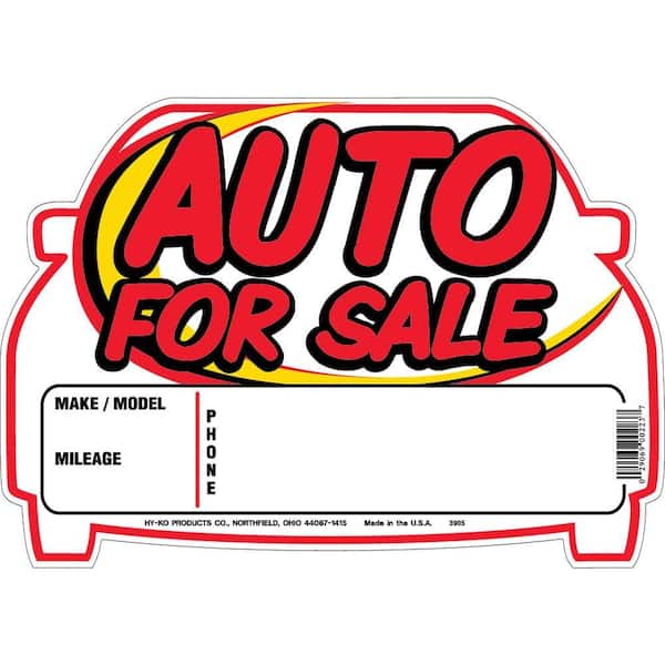 HY-KO 9 in. x 12 in. Plastic Contemporary Auto Sale Sign