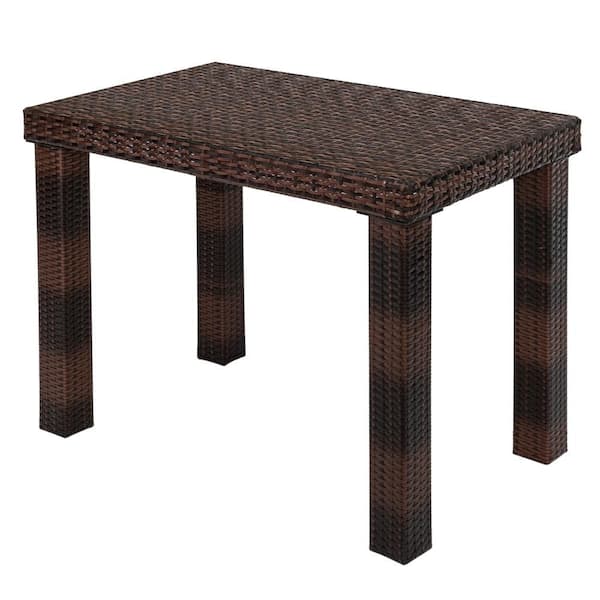 Karl home Brown Wicker Rectangular Outdoor Dining Table Bar Table