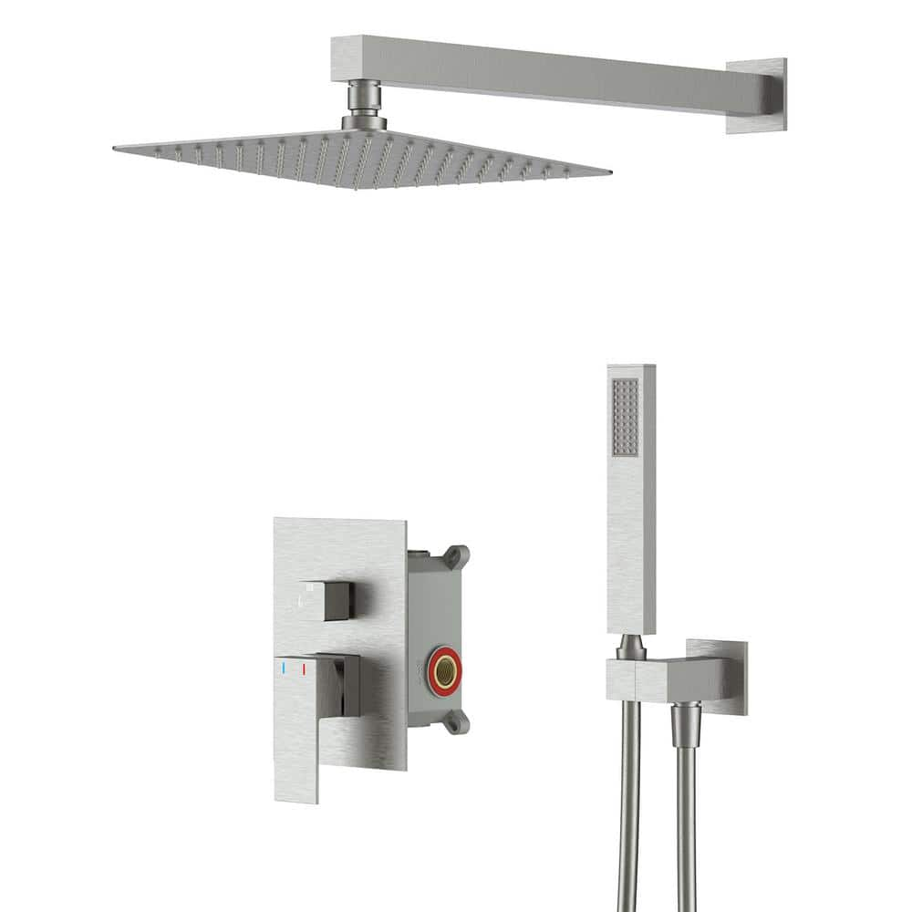 GIVING TREE 2-Spray Patterns with 2.0 GPM 10 in. Wall Mount Dual Shower ...