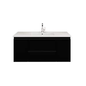 Salt 48 in. W x 20 in. D Bath Vanity in Glossy Black with Acrylic Vanity Top in White with White Basin