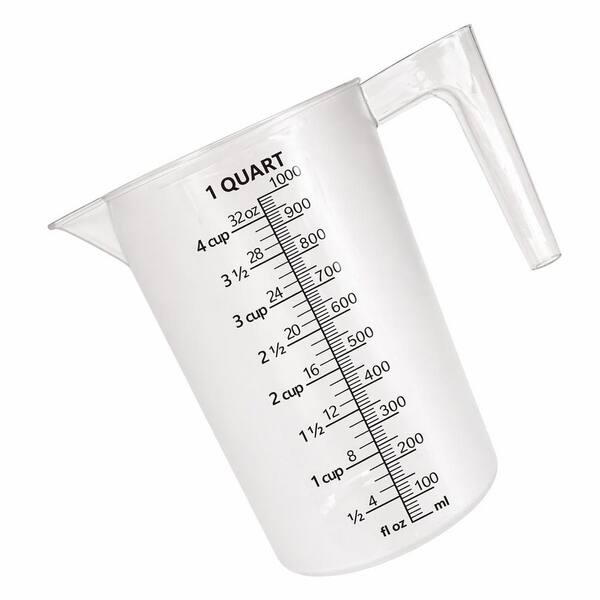 Clear Plastic Measuring Cup Set with Handle, Chemical-Resistant, Triple-Scale for Liquid Mixing, Pouring(1000ml)