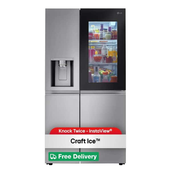 27 cu. ft. Side-By-Side Refrigerator with Instaview Glass, Craft Ice, and Recessed Handles in PrintProof Stainless Steel