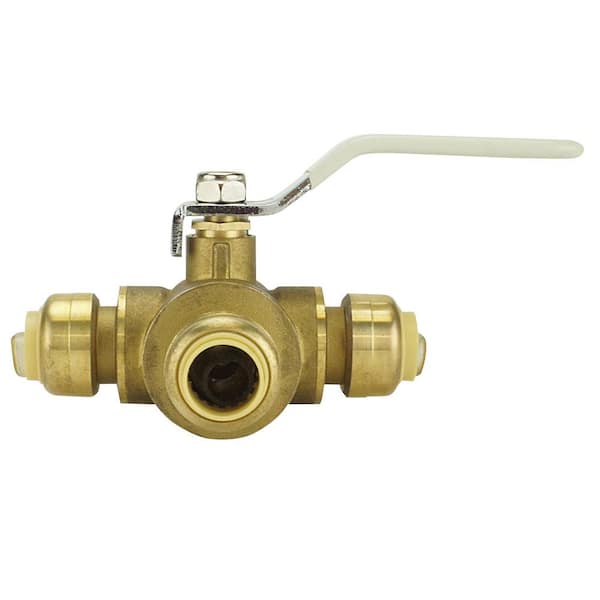 Tectite 1/2 in. Brass Push-To-Connect 3-Way Ball Valve