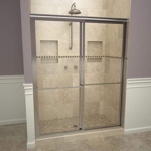 Redi Slide 1100 Series 47 in. W x 71-1/2 in. H Framed Sliding Shower Doors in Polished Chrome with Towel Bars and Clear Glass