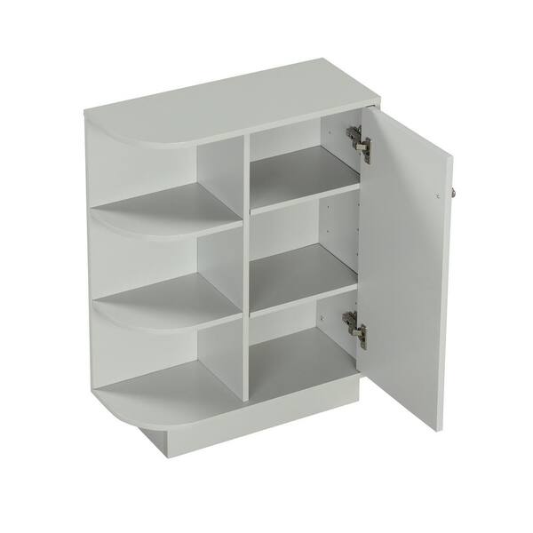 J&E Home Gray Freestanding Floor Cabinet Bathroom Storage Cabinet with Adjustable Shelves for Home Kitchen