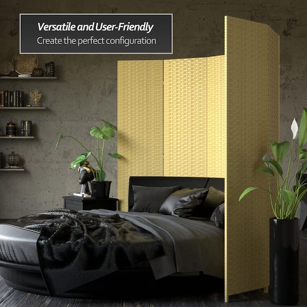 7 ft. Dark Beige 8-Panel Room Divider