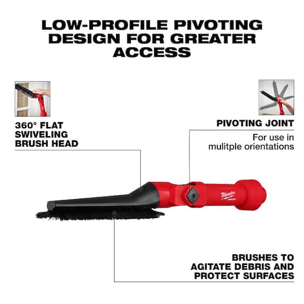 Milwaukee AIR-TIP 1-1/4 in. - 2-1/2 in. Low-Profile Pivoting Brush Wet/Dry Shop Vacuum Attachment (1-Piece)