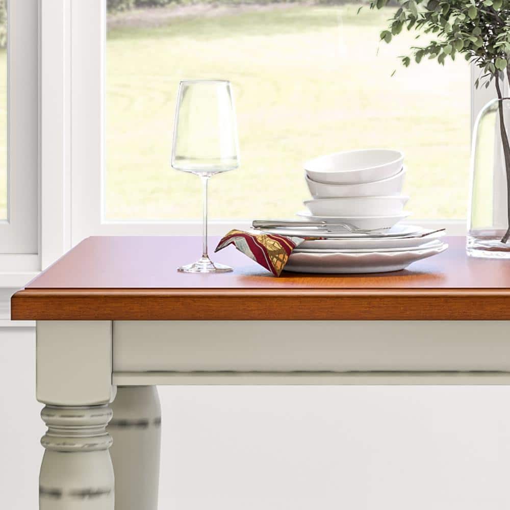 Cottage Charm Extendable Dining Table in Off-White and Oak
