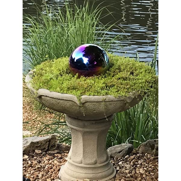 6 in. Rainbow Stainless Steel Solar Garden Gazing Globe Mirror Ball-Polished Shiny Sphere for Outdoor Decor