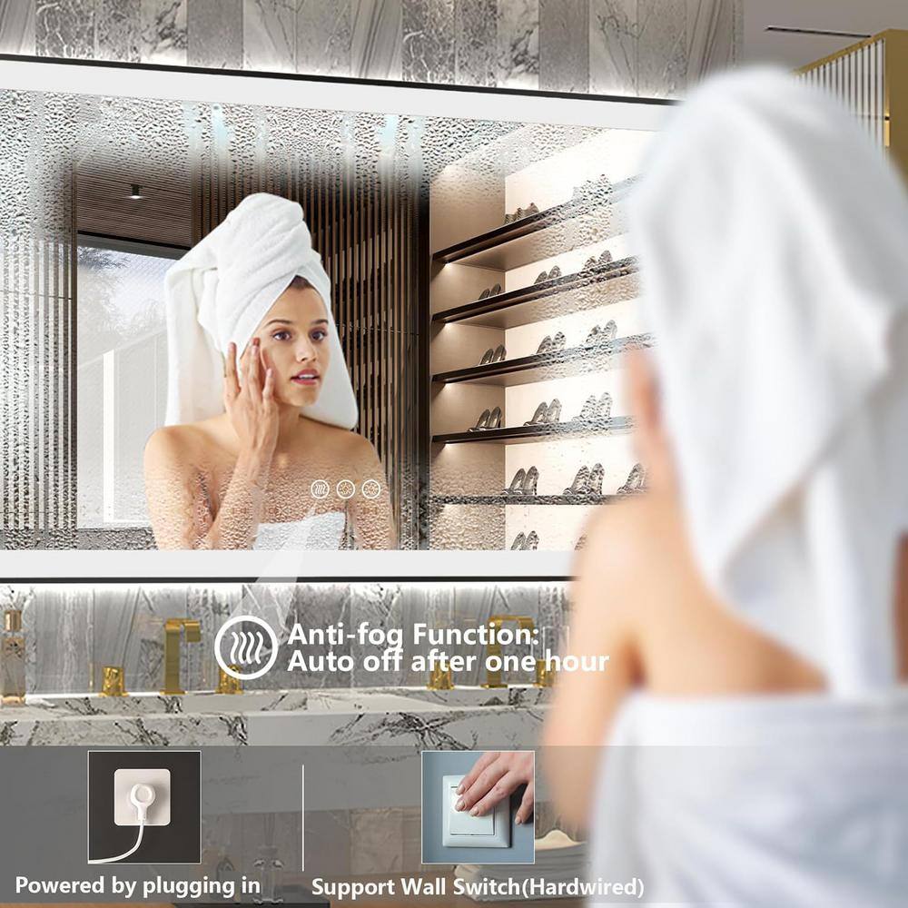 40 in. Black Frameless LED Bathroom Vanity Mirror