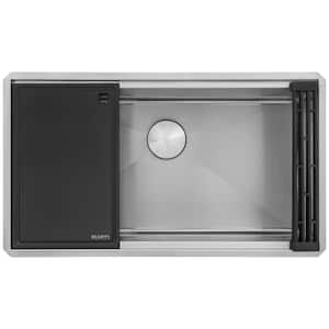 Roma Hex 30 In Undermount Single Bowl 16 Gauge Stainless Steel Kitchen Sink with Hex Bottom