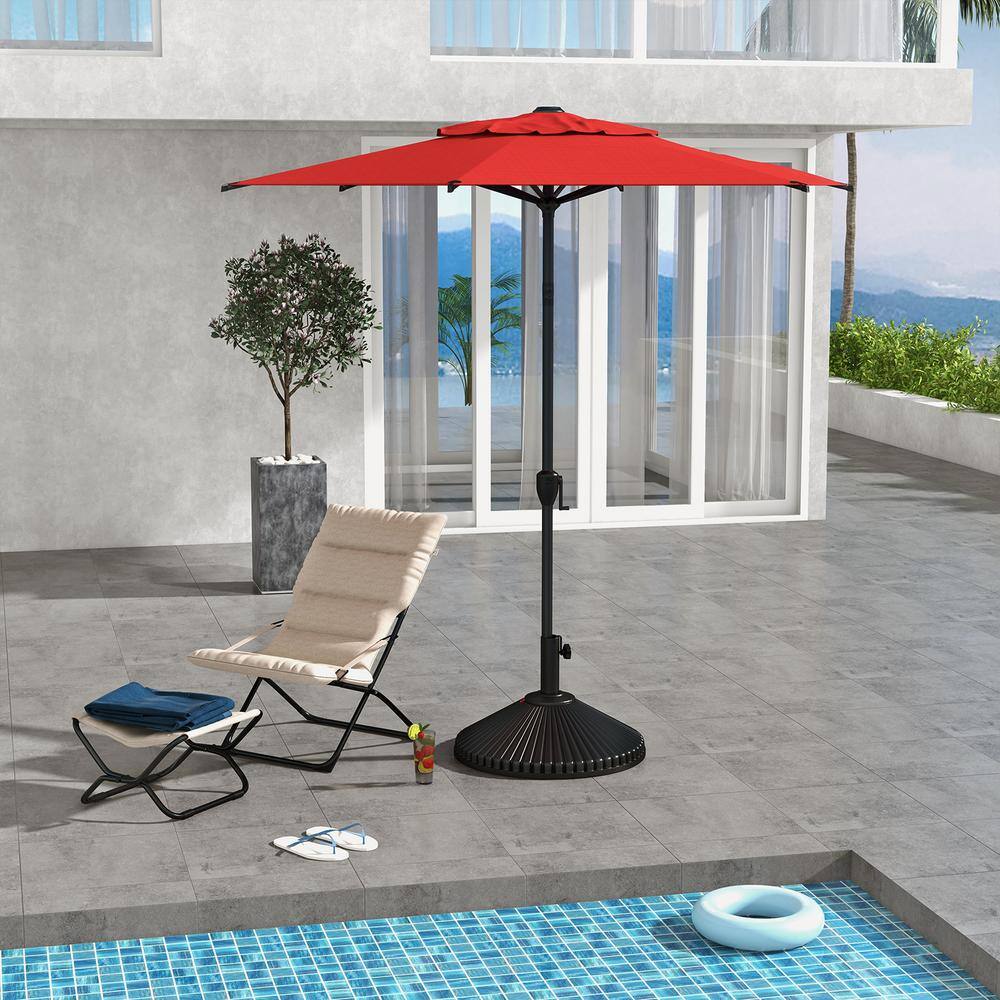 Lyon 7.5ft Red Steel Market Patio Umbrella with Tilt