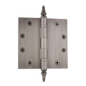 4.5 in. Antique Pewter Steeple Tip Heavy-Duty Hinge with Square Corners
