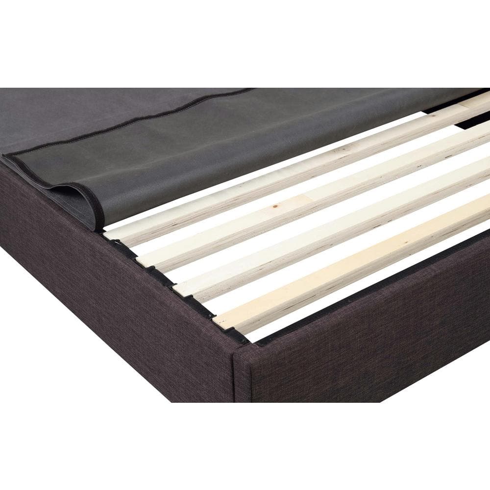 Gray Twin Upholstered Platform Bed with Pine Frame