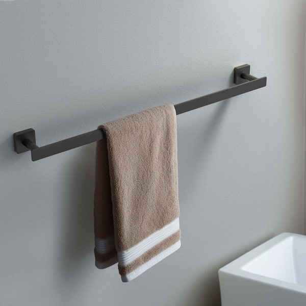 Bathroom Accessories 23.62 in. Wall Mounted Towel Bar in Matte Black